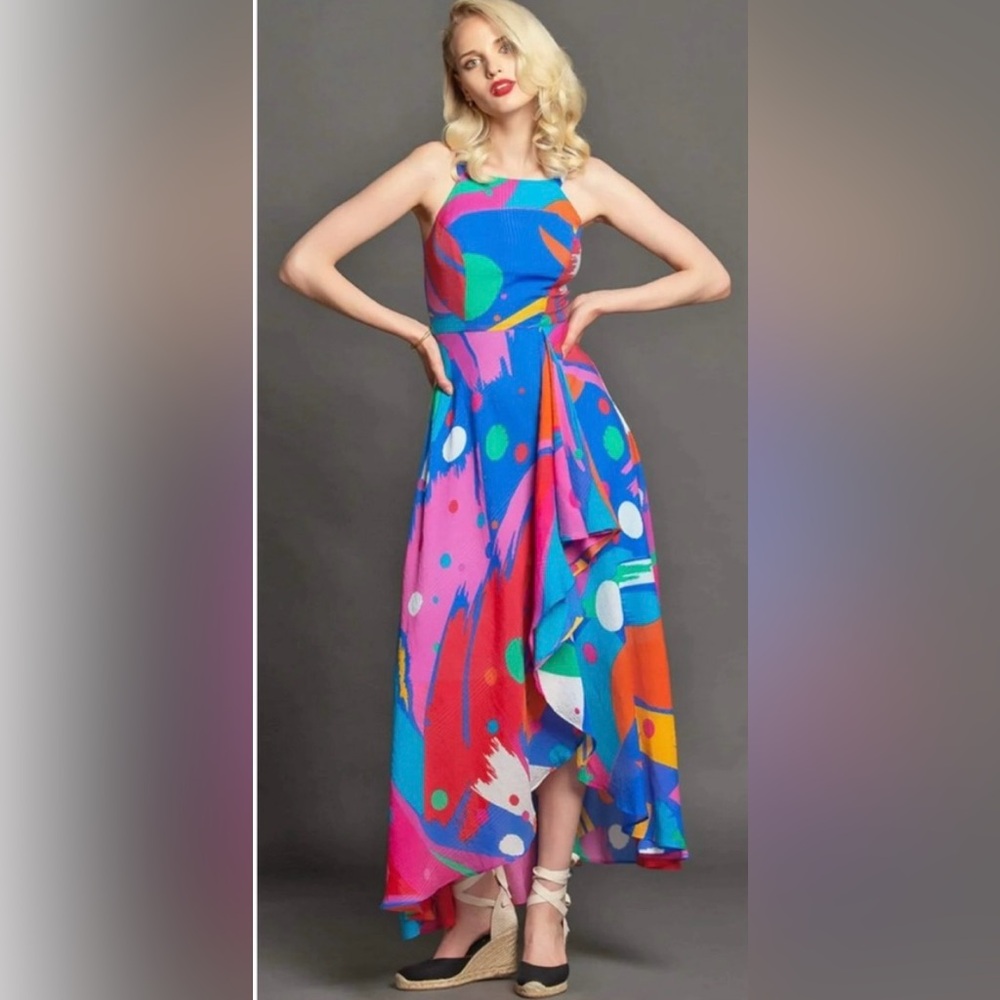 (NEW) Anthropologie Coconinno Jenine Maxi Dress - Miami Vibes - Picture 3 of 16
